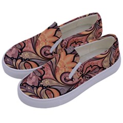 Colorful Background Artwork Pattern Floral Patterns Retro Paisley Kids  Canvas Slip Ons