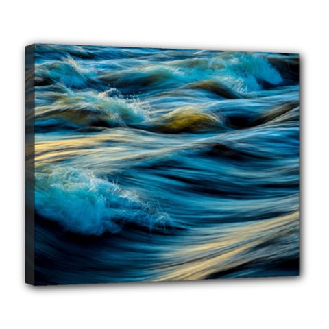 Waves Wave Water Blue Sea Ocean Abstract Deluxe Canvas 24  X 20  (stretched)