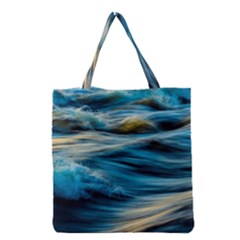 Waves Wave Water Blue Sea Ocean Abstract Grocery Tote Bag