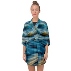 Waves Wave Water Blue Sea Ocean Abstract Half Sleeve Chiffon Kimono by Salman4z