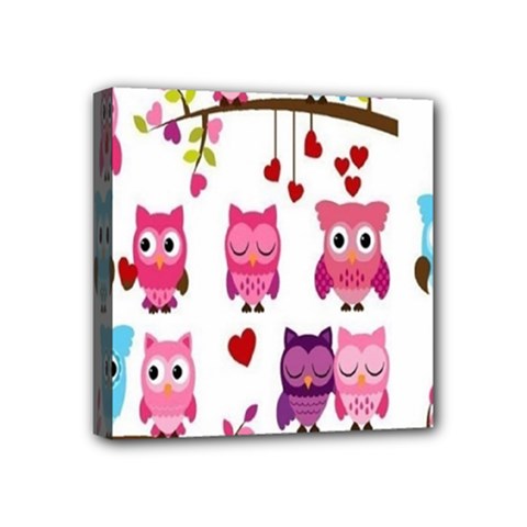 Owl Pattern Mini Canvas 4  X 4  (stretched)