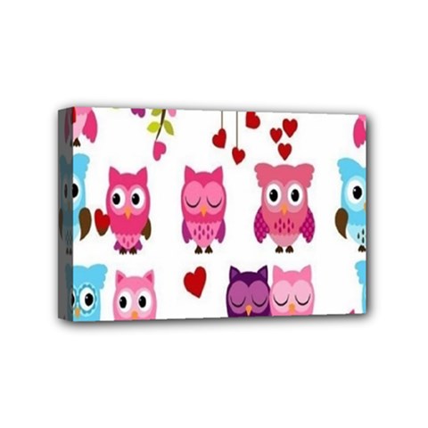 Owl Pattern Mini Canvas 6  X 4  (stretched) by Salman4z