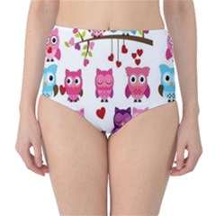 Owl Pattern Classic High-waist Bikini Bottoms