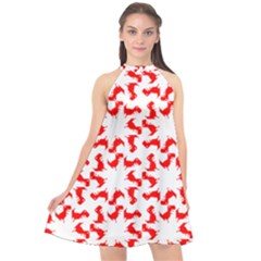 Lonely T-rex Dinosaur Dinosaur Game Pattern Halter Neckline Chiffon Dress  by Ravend