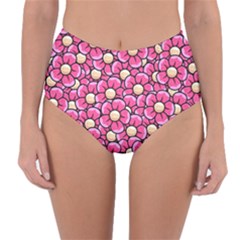 Pattern Scrapbooking Flowers Bloom Decorative Reversible High-waist Bikini Bottoms