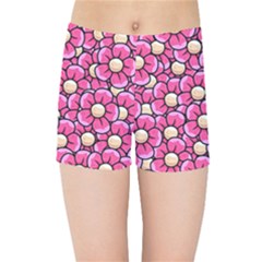 Pattern Scrapbooking Flowers Bloom Decorative Kids  Sports Shorts