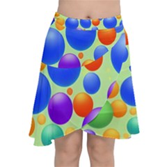 Background Pattern Design Colorful Bubbles Chiffon Wrap Front Skirt