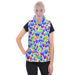 Background Pattern Design Colorful Bubbles Women s Button Up Vest