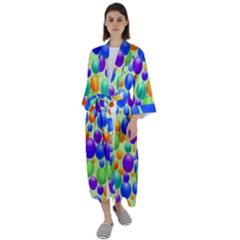 Background Pattern Design Colorful Bubbles Maxi Satin Kimono