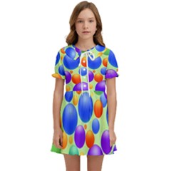 Background Pattern Design Colorful Bubbles Kids  Sweet Collar Dress by Ravend