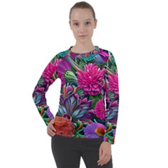 Flowers Nature Spring Blossom Flora Petals Art Women s Long Sleeve Raglan Tee