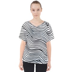 Black And White Cartoon Coloring V-neck Dolman Drape Top by Ravend