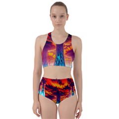 Sci-fi Fantasy Art Painting Colorful Pattern Racer Back Bikini Set by Ravend