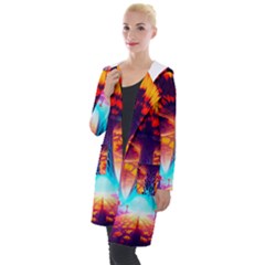 Sci-fi Fantasy Art Painting Colorful Pattern Hooded Pocket Cardigan by Ravend