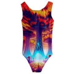 Sci-fi Fantasy Art Painting Colorful Pattern Kids  Cut-out Back One Piece Swimsuit