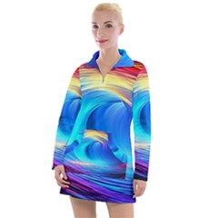 Art Fantasy Painting Colorful Pattern Design Women s Long Sleeve Casual Dress