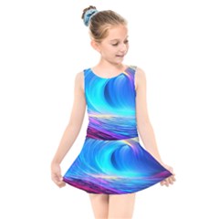 Art Fantasy Painting Colorful Pattern Design Kids  Skater Dress Swimsuit