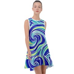 Pattern Design Swirl Watercolor Art Frill Swing Dress by Ravend