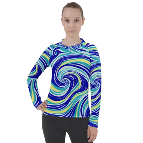 Pattern Design Swirl Watercolor Art Women s Pique Long Sleeve Tee by Ravend