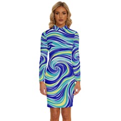 Pattern Design Swirl Watercolor Art Long Sleeve Shirt Collar Bodycon Dress by Ravend