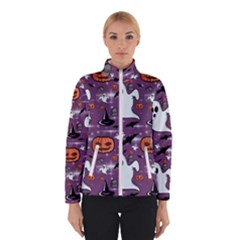 Pumpkin Ghost Witch Hat Halloween Sketch Holiday Women s Bomber Jacket