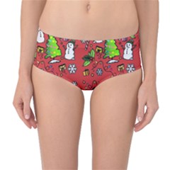 Santa Snowman Gift Holiday Christmas Cartoon Mid-waist Bikini Bottoms