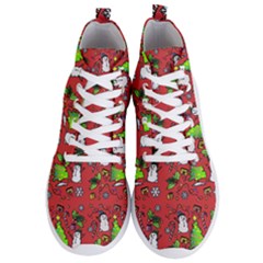 Santa Snowman Gift Holiday Christmas Cartoon Men s Lightweight High Top Sneakers