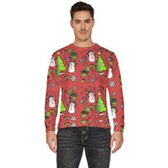 Santa Snowman Gift Holiday Christmas Cartoon Men s Fleece Sweatshirt