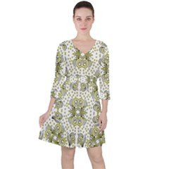 Background Pattern Texture Design Wallpaper Quarter Sleeve Ruffle Waist Dress