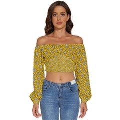 Flowers Bloom Art Colorful Artwork Design Pattern Long Sleeve Crinkled Weave Crop Top by Ravend