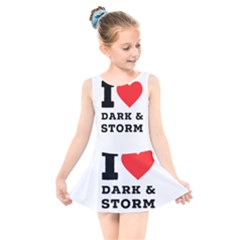 I Love Dark And Storm Kids  Skater Dress Swimsuit by ilovewhateva