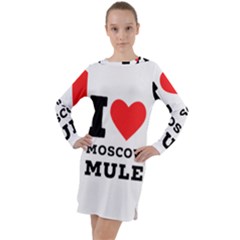 I Love Moscow Mule Long Sleeve Hoodie Dress by ilovewhateva