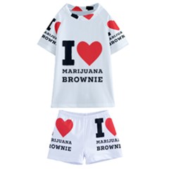 I Love Marijuana Brownie Kids  Swim Tee And Shorts Set by ilovewhateva