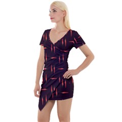 Hot Peppers Short Sleeve Asymmetric Mini Dress by SychEva