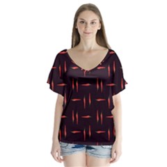 Hot Peppers V-neck Flutter Sleeve Top by SychEva