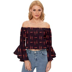 Hot Peppers Off Shoulder Flutter Bell Sleeve Top by SychEva