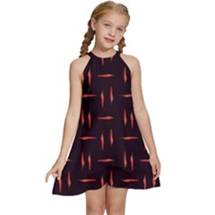 Hot Peppers Kids  Halter Collar Waist Tie Chiffon Dress by SychEva