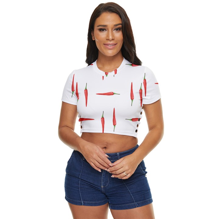 Pepper Side Button Cropped Tee