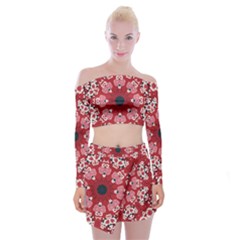 Traditional Cherry Blossom  Off Shoulder Top With Mini Skirt Set by Kiyoshi88