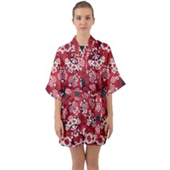 Traditional Cherry Blossom  Half Sleeve Satin Kimono 