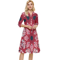 Traditional Cherry Blossom  Classy Knee Length Dress