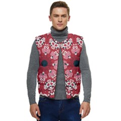 Traditional Cherry Blossom  Men s Short Button Up Puffer Vest	