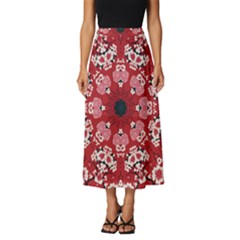 Traditional Cherry Blossom  Classic Midi Chiffon Skirt