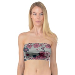 Traditional Cherry Blossom On A Gray Background Bandeau Top