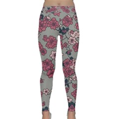 Traditional Cherry Blossom On A Gray Background Classic Yoga Leggings