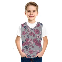 Traditional Cherry Blossom On A Gray Background Kids  Basketball Tank Top