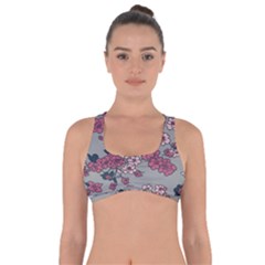 Traditional Cherry Blossom On A Gray Background Got No Strings Sports Bra by Kiyoshi88