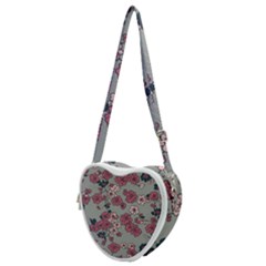 Traditional Cherry Blossom On A Gray Background Heart Shoulder Bag