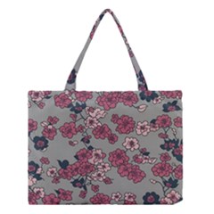 Traditional Cherry Blossom On A Gray Background Medium Tote Bag by Kiyoshi88
