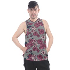 Traditional Cherry Blossom On A Gray Background Men s Sleeveless Hoodie by Kiyoshi88